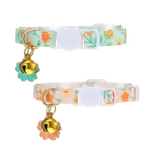 2 Stück Katzenhalsband mit Sicherheitsverschluss, Reflektierende Katzen Halsbänder Abreißbares Katzenhalsband Verstellbares Cat Collar süßes Kätzchenhalsband ideal für Katzen von salbsever