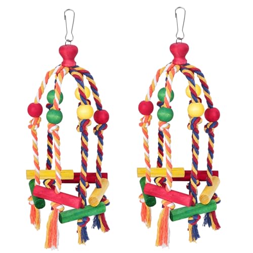 Samtotopets Vogelkäfig für mittelgroße und kleine Vögel, mehrfarbig, natürliches Holz, Zubehör für Nymphensittiche, Wellensittiche, Lovebird von samtotopets