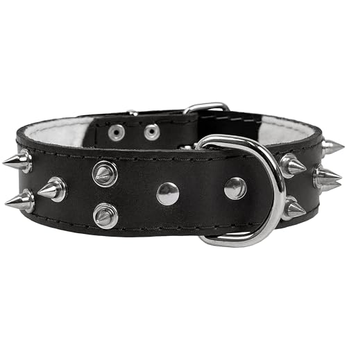Schwarzes Lederhalsband mit Stacheln, Hundehalsband 40mm/67cm von sarcia.eu