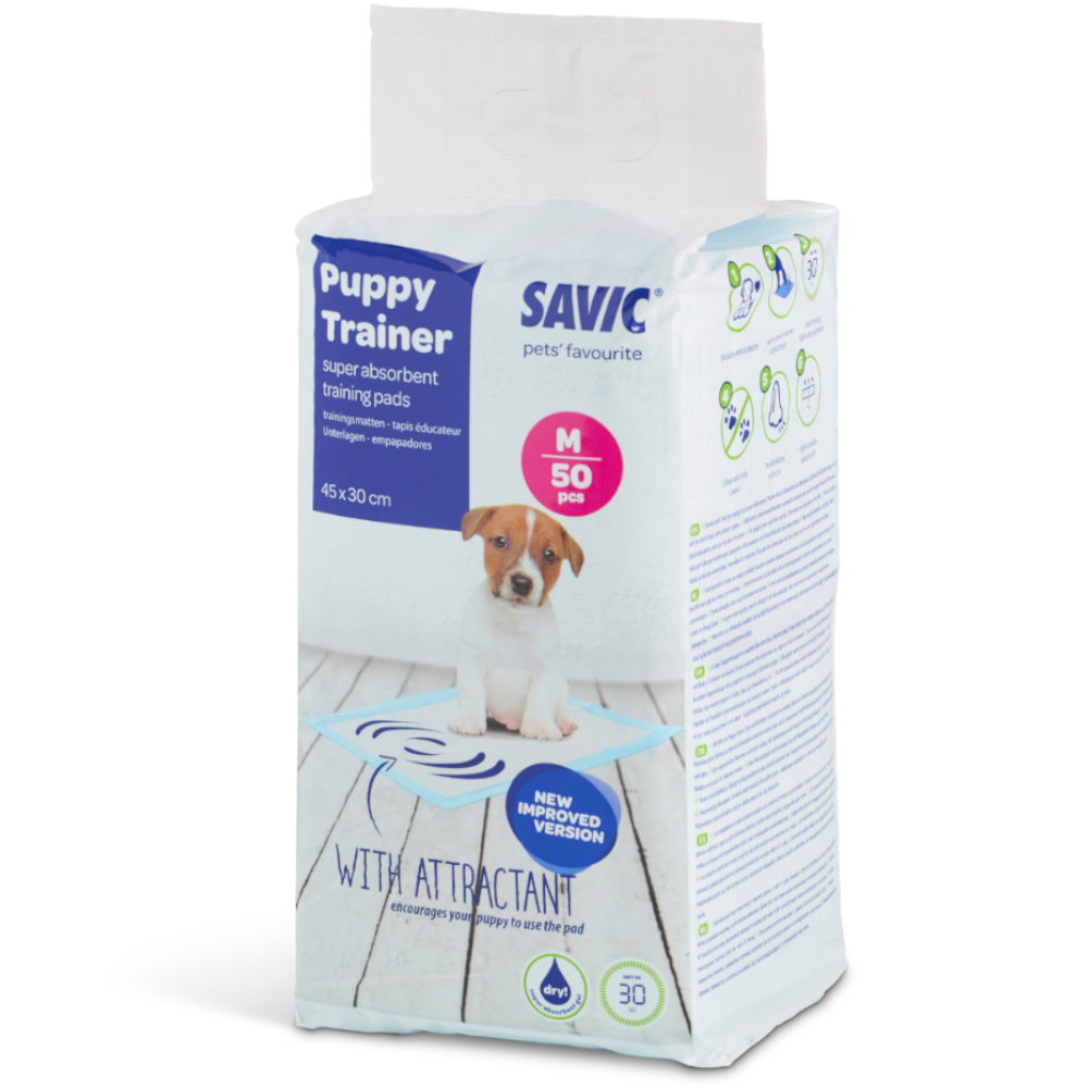 Savic Katzen- und Hundetoilette Junior - 56 cm - Savic Puppy Trainer Pads Medium, 50 Stück von savic