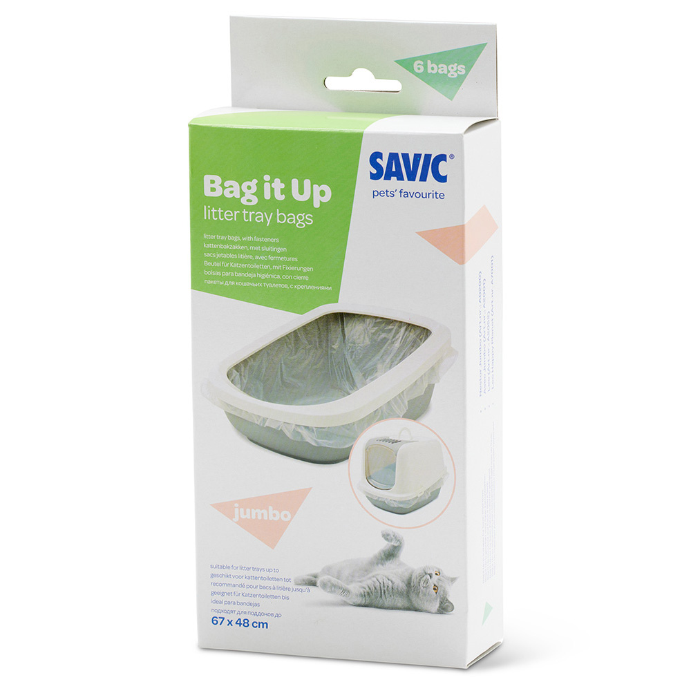 Savic Katzentoilette Aseo Jumbo mit hohem Rand - Bag it Up Litter Tray Bags, Jumbo, 1 x 6 Stück von savic