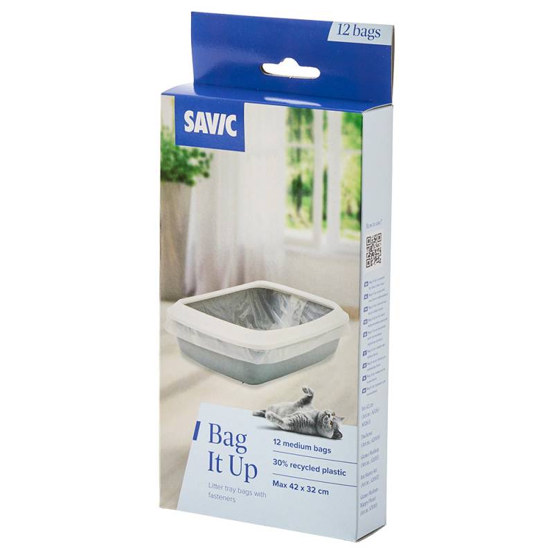 Savic Katzentoilette Iriz mit Rand - 42 cm - Bag it Up Litter Tray Bags, Medium, 1 x 12 Stück von savic