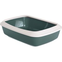 Savic Katzentoilette Iriz mit Rand 42 cm - Komplettset: Toilette nordisch grün/weiß + 12 Bag it up von savic