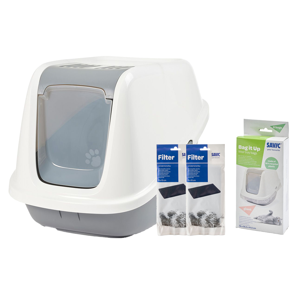 Savic Katzentoilette Nestor Giant - Starterset: Toilette weiß / kühles Grau + 2 Ersatzfilter + 6 Bag It Up Savic Katzentoilette Nestor Giant - Starterset: Toilette weiß / kühles Grau + 2 Ersatzfilter + 6 Bag It Up von savic