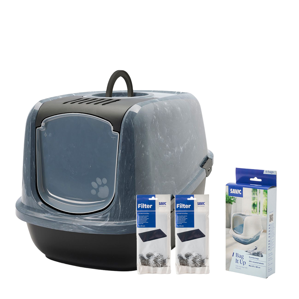 Savic Katzentoilette Nestor Jumbo Marble - Starterset: Toilette schwarzer Marmor + 2 extra Filter + 6 Bag it up Savic Katzentoilette Nestor Jumbo Marble - Starterset: Toilette schwarzer Marmor + 2 extra Filter + 6 Bag it up von savic