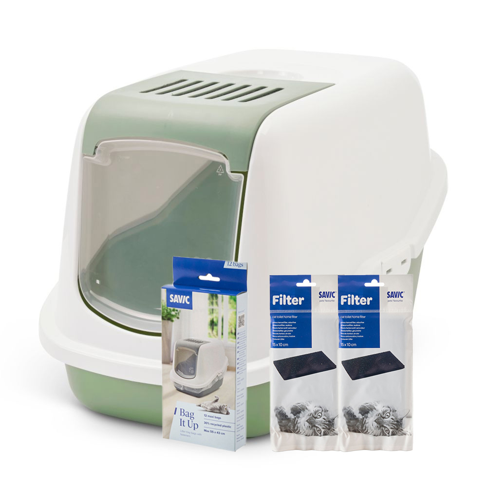 Savic Katzentoilette Nestor - Starterset: Toilette botanisch grün/weiß + 2 Filter + 12 Bag it up Savic Katzentoilette Nestor - Starterset: Toilette botanisch grün/weiß + 2 Filter + 12 Bag it up von savic