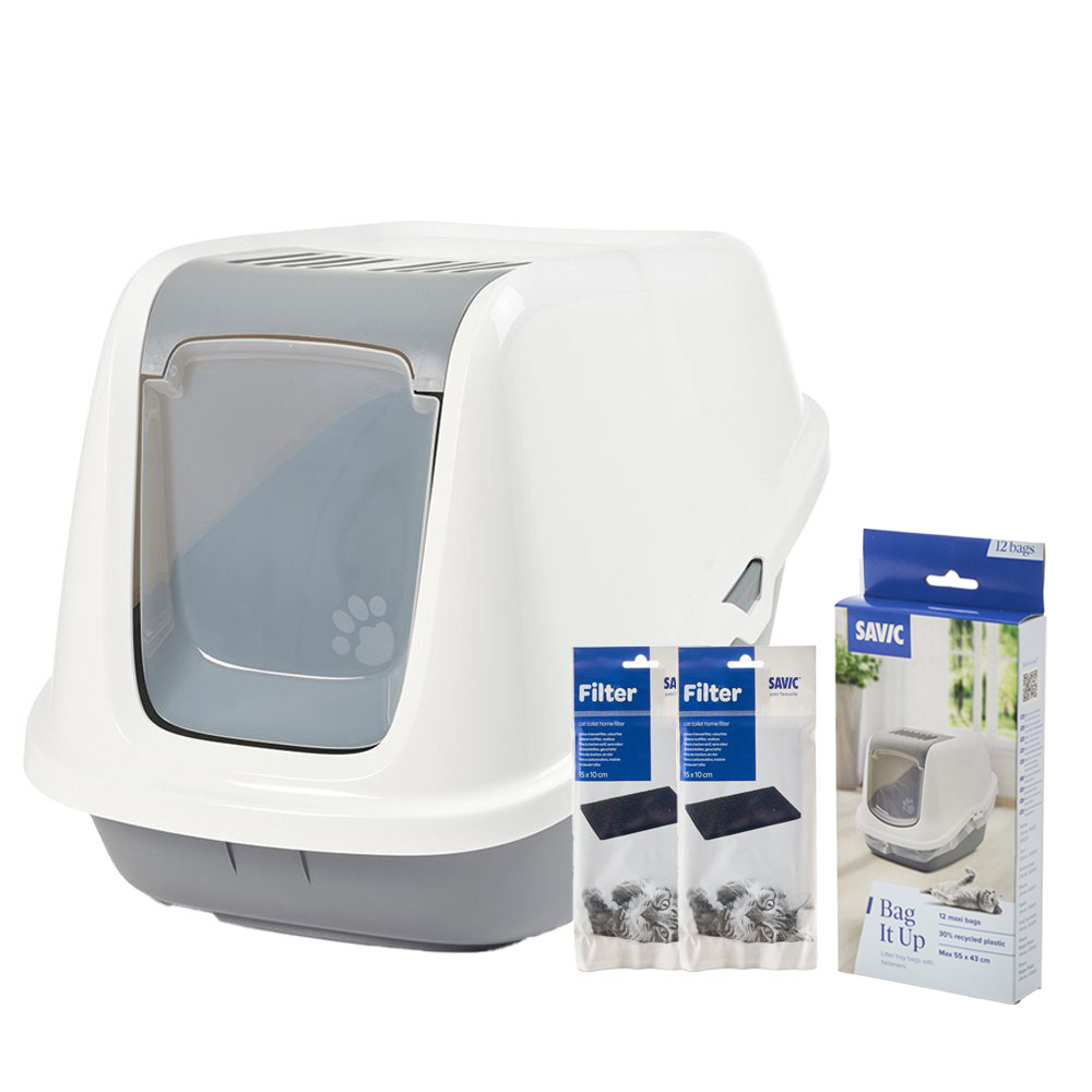 Savic Katzentoilette Nestor - Starterset: Toilette hellgrau/weiß + 2 extra Filter + 12 Bag it up Savic Katzentoilette Nestor - Starterset: Toilette hellgrau/weiß + 2 extra Filter + 12 Bag it up von savic