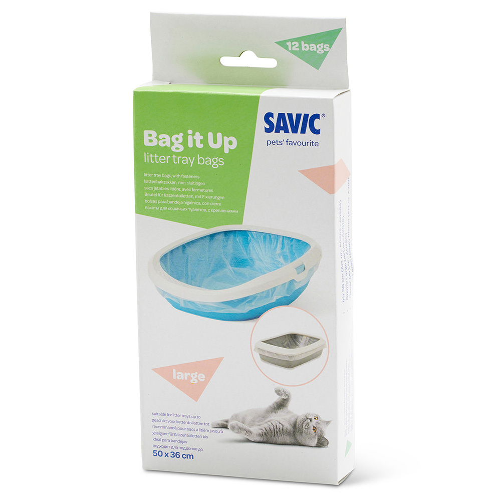 Savic Katzentoilette Oscar - Zubehör: Bag it Up Litter Tray Bags, Large, 1 x 12 Stück von savic