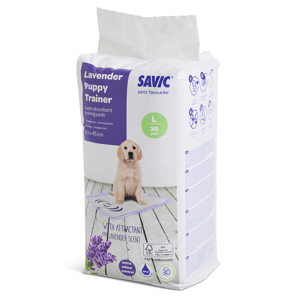 Savic Puppy Trainer Pads mit Lavendelduft - Large: L 60 x B 45 cm, 30 Stück von savic