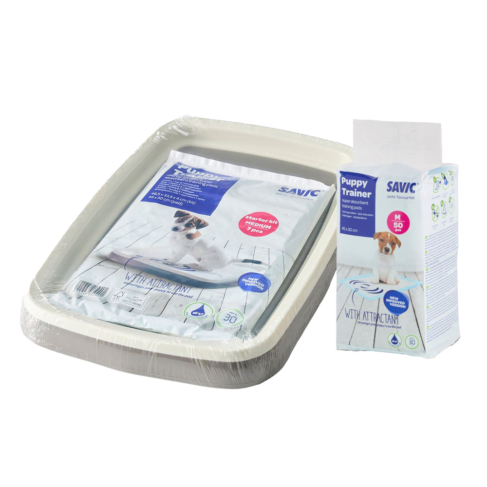 Savic Puppy Trainer Starter Set - Sparset: Medium, inkl. 7 Pads + 50 Medium Pads von savic