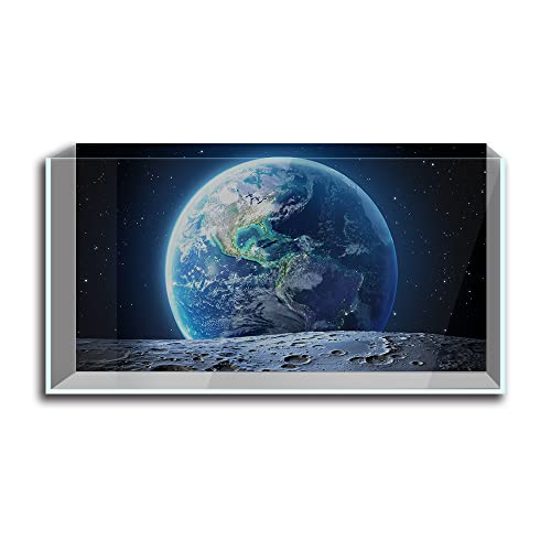 Aquarium Dekor Hintergründe Aquarium Aufkleber HD Druck Tapete Dekorative Papier Poster Erde Mond Planet Space (23,6 x 47,2 (60 x 120 cm)) von sb little