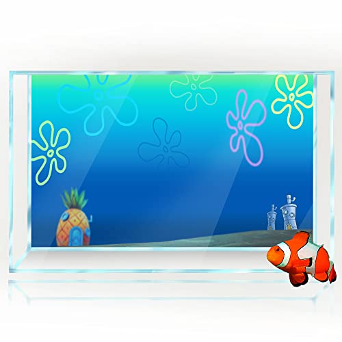 Aquarium Hintergrund Aufkleber, Cartoon Ananashaus Unterwasser HD Druck Tapete Aquarium Hintergrund Dekorationen PVC Landschaft Poster (11,8 x 15,7 (30 x 40 cm)) von sb little