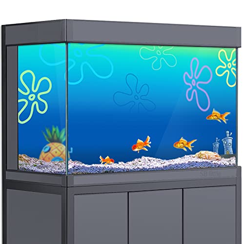 Aquarium Hintergrund Aufkleber, Cartoon Ananashaus Unterwasser HD Druck Tapete Aquarium Hintergrund Dekorationen PVC Landschaft Poster (40 x 80 cm)) von sb little