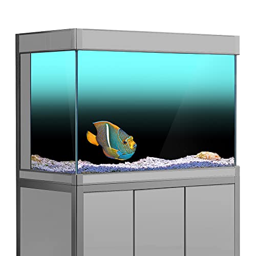 Aquarium-Hintergrund-Aufkleber, Cyanblau, Schwarz, Farbverlauf, einfacher HD-Druck, Tapete, Aquarium-Hintergrund, Dekorationen, PVC-Landschaftsposter (60 x 240 cm) von sb little