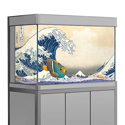 Aquarium-Hintergrund-Aufkleber, Japan Die große Welle Off Kanagawa Kunstdruck, Tapete, Aquarium-Hintergrund, Dekorationen, PVC-Landschaftsposter (60 x 120 cm)) von sb little