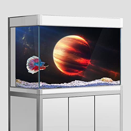 Aquarium-Hintergrund-Aufkleber, Jupiter Planet Space HD-Druck, Tapete, Aquarium-Hintergrund, Dekorationen, PVC, Querformat, Poster (60 x 90 cm) von sb little