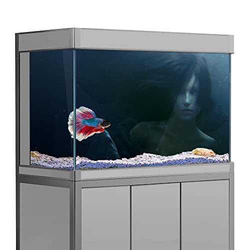 Aquarium Hintergrund Aufkleber Meerjungfrau Unterwasser Frau HD Druck Tapete Aquarium Hintergrund Dekorationen PVC Landschaft Poster (19,6 x 39,3 (50 x 100 cm)) von sb little