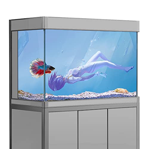 Aquarium-Hintergrundaufkleber, Anime-Mädchen, EVA-HD-Druck, Tapete, Aquarium-Hintergrund, Dekorationen, PVC-Querformat, 40 x 80 cm von sb little