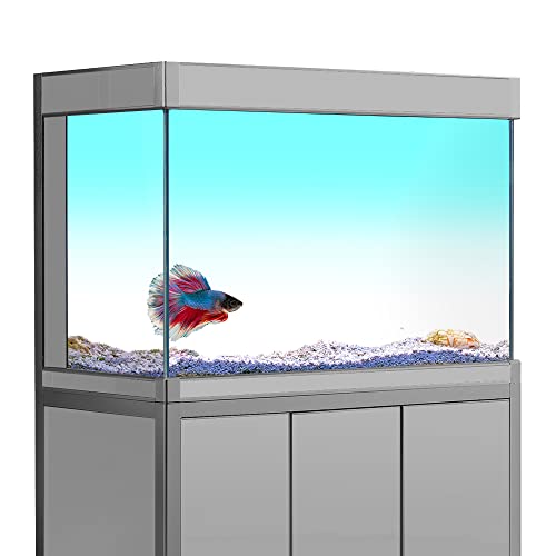 Aquarium-Hintergrundaufkleber, Cyan-Weiß, Farbverlauf, einfacher HD-Druck, Tapete, Aquarium-Hintergrund, Dekorationen, PVC-Landschaftsposter (30 x 90 cm) von sb little
