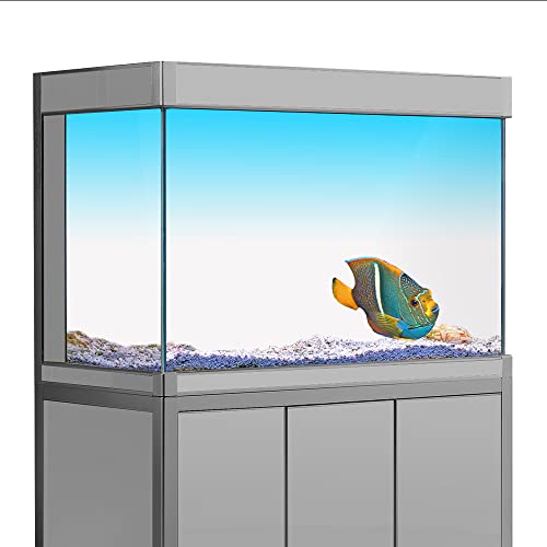 Aquarium-Hintergrundaufkleber, himmelblau-weißer Farbverlauf, HD-Druck, einfache Tapete, Aquarium-Hintergrund, Dekorationen, PVC-Poster (verschiedene Größen) (19,6 x 63 (50 x 160 cm) von sb little