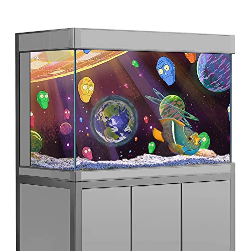 Fish Tank Backgrounds R M Cartoon Universe Animated Aquarium Decor Sticker HD Printing Wallpaper Dekoratives Papier Poster (11.8x15.7 (30x40cm)) von sb little
