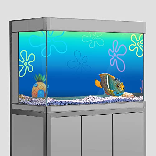 sb little Aquarium Hintergrund Aufkleber, Cartoon Ananas Haus Unterwasser HD Druck Tapete Fisch Tank Hintergrund Dekorationen PVC Landschaft Poster (60 x 120 cm) von sb little