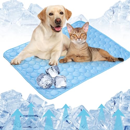 schlafhimmel Pfoten Chill Kühlmatte Hund Katze, Pfotenchill Kuhlmatte, Cooling Mat Ohne Gel Kühl Hundedecke Selbstkühlend (Blau, XXL, 150 * 100cm) von schlafhimmel