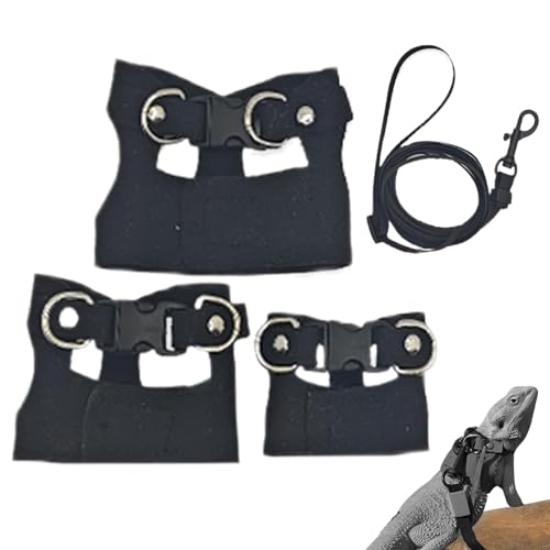 scyca Geschirr für Reptilien, Geschirr für kleine Tiere, verstellbares Geschirr für Haustiere, mit Zugseil, Laufweste für kleine Tiere, 3 x Geschirre für von scyca