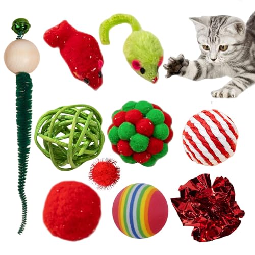 scyca Katzenballspielzeug,Weihnachtskatzenspielzeug - Weihnachts-Katzenspielzeug für den Innenbereich | Katzen-Übungsspielzeug, interaktives Stressabbau-Spielzeug für Katzen, Kaninchen, scyca Katzenballspielzeug,Weihnachtskatzenspielzeug - Weihnachts-Katzenspielzeug für den Innenbereich | Katzen-Übungsspielzeug, interaktives Stressabbau-Spielzeug für Katzen, Kaninchen, von scyca