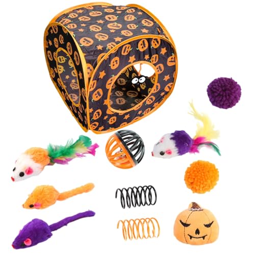scyca Katzenspielzeug für Kätzchen, Katzenspielzeugpaket - Halloween-Würfel-Katzenminze-Spielzeug-Set | Versteckspiel für Katzen, Federspielzeug, Katzenspieltunnel für kleine Haustiere, Kaninchen, scyca Katzenspielzeug für Kätzchen, Katzenspielzeugpaket - Halloween-Würfel-Katzenminze-Spielzeug-Set | Versteckspiel für Katzen, Federspielzeug, Katzenspieltunnel für kleine Haustiere, Kaninchen, von scyca