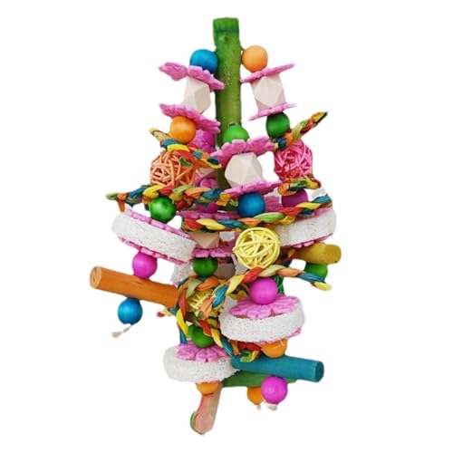 scyca Kauspielzeug für Papageien, Spielzeug für Papageien, natürliches Kauspielzeug für Luffvögel, bunt, für Vogelkäfig, Schnabelzubehör mit von scyca