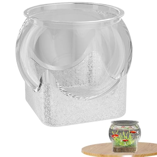scyca Rundes Fischglas, rundes Fischglas, transparentes Aquarium für Bettafische, kleine Aquarien für Schildkröten, Betta-Fische, Schreibtischdekoration, Heimdekoration von scyca