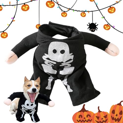 scyca Skelett-Hundekostüm, Halloween-Kostüm für Hunde | Halloween-Kostüm für Hunde mit Totenkopf, der im Dunkeln leuchtet, Hundekostüm für Halloween von scyca