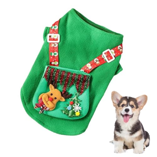 scyca Weihnachtsanzug für Hunde, Weihnachtskleidung für Katzen | Festival-Katzenkostüm mit Rentiertasche | Winterfestkleidung für Kätzchen und mittelgroße Hunde von scyca