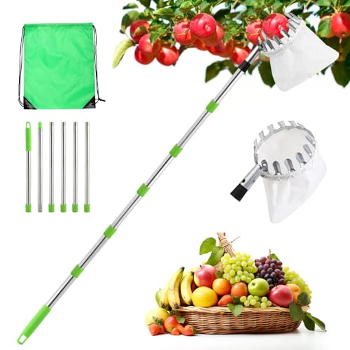 seOSTO 2.6M Obstpflücker mit Teleskopstiel, Obstpflücker für Kirschen Diameter 16 cm, Apfelpflücker mit Baumwollbeutel, Kirschenpflücker, Pflaumenpflücker for Reaching Inaccessible Places seOSTO 2.6M Obstpflücker mit Teleskopstiel, Obstpflücker für Kirschen Diameter 16 cm, Apfelpflücker mit Baumwollbeutel, Kirschenpflücker, Pflaumenpflücker for Reaching Inaccessible Places von seOSTO