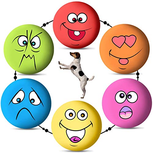 Quietschball für Haustiere, Kauspielzeug, Gummi, bunt, multifunktional, interaktiv, kreatives Trainingszubehör, geeignet für kleine und mittelgroße Haustiere, 6 Stück von seaNpem