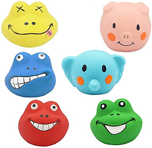 Quietschball für Haustiere, Kauspielzeug, Gummi, bunt, multifunktional, interaktiv, kreatives Trainingszubehör, geeignet für kleine und mittelgroße Haustiere, 6 Stück von seaNpem