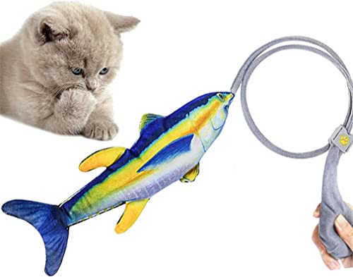 seaNpem Fisch-Katzenspielzeug, realistisches Plüsch, interaktiv, Spaß, Kauspielzeug, Katzenminze, für Indoor-Katzenübungen, waschbar (Blauer Seefisch) von seaNpem