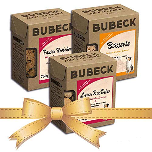 Bubeck | 3 x 750g Hundekekse | Natürlich und hart Gebacken | Snackbox | die ideale Belohnung für unterwegs (Mix) von seit 1893 Bubeck