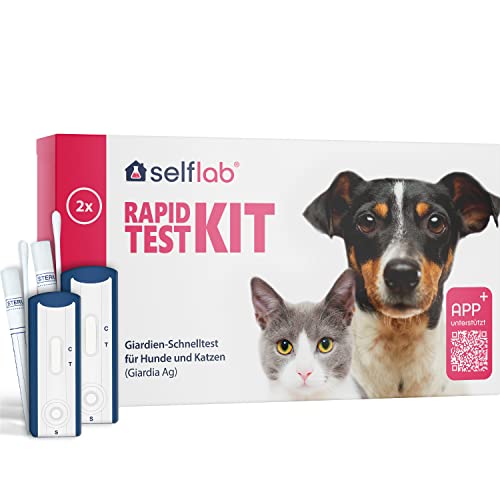 selflab® 2X Giardien Schnelltest für Hund & Katze effektiv gegen Darmparasiten - Antigen Giardientest zuverlässig & schnell - Hunde Giardia Test von selflab