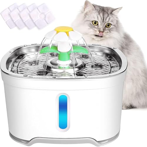 Katzenbrunnen, Katzenbrunnen für Katzen 2.5L mit Wasserstand Fenster, Wasserbrunnen für Katzen mit 4 Stück Hygienefilter & 1 Silikonmatte,Trinkbrunnen für Katze mit LED-Licht Katzenbrunnen, Katzenbrunnen für Katzen 2.5L mit Wasserstand Fenster, Wasserbrunnen für Katzen mit 4 Stück Hygienefilter & 1 Silikonmatte,Trinkbrunnen für Katze mit LED-Licht von semai