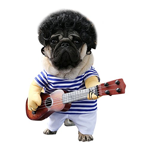 semen Haustier Hund Katze Kleidung T-Shirt Sweatshirt Gitarre Kostüm Hundepyjamas Mantel (A, M) von semen