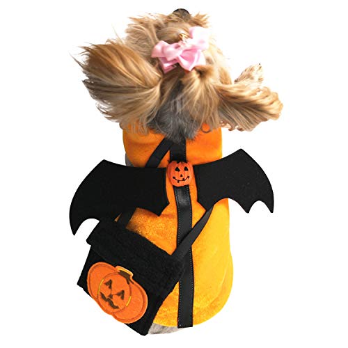 semen Haustierkostüm Halloween Hunde Kleidung Dämonenkostüm mit Flügeln Haustier-Set mit Kürbis-Snack-Pack von semen