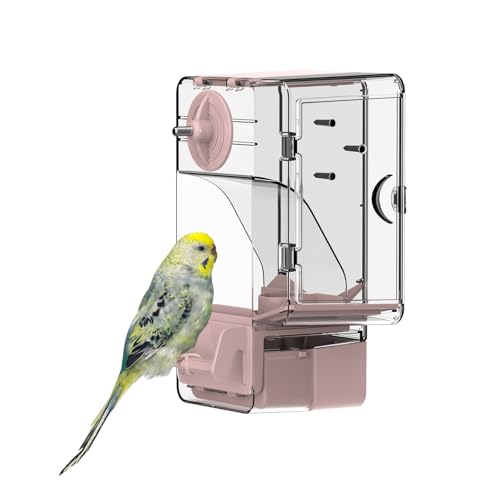 Automatischer Vogelfutterspender, Vogelkäfig-Futterspender mit Sitzstange Multifunktionaler Halter für Obst und Gemüse für Wellensittiche, Sittiche, Kanarienvögel, Nymphensittiche, Finken (Rosa) von septillar