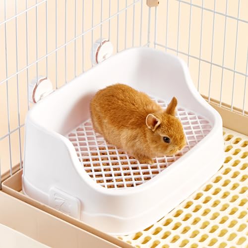 Kaninchen Toilette, Kleintier Katzentoilette für Käfige Abnehmbar Ecktoilette Töpfchentrainer für Kaninchen Meerschweinchen Hamster Chinchillas (Weiß) von septillar