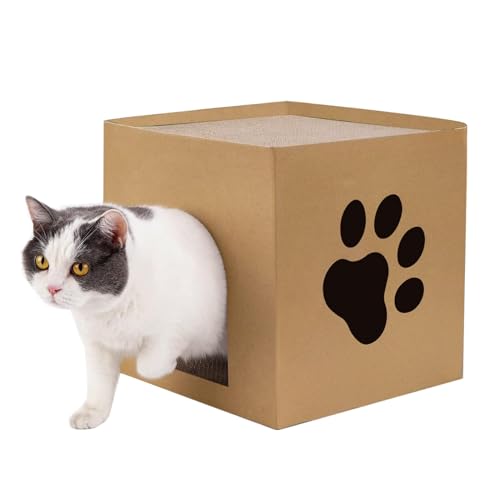 Katzen Kratzbrett, Katzenhaus Pappe mit Kratzpads Kratzpappe Katzenbett für den Innenbereich (30x30x30cm) von septillar