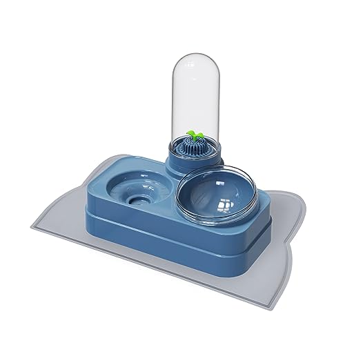Katzennapf, Automatischer Wasserflasche Gravity Wasser und Futternapf für Katzen und Kleine Hunde (Blau) von septillar