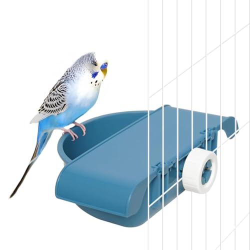 septillar Badehaus für Vogelkäfig, hängende Vogelbadewanne Duschschale für Papageien, Wellensittiche, Sittiche, Nymphensittiche (Blau) von septillar