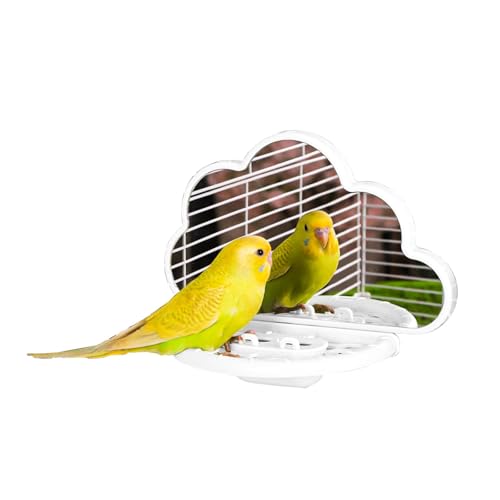 septillar Vogelspiegel mit Sitzstange, Vogelspielzeug für Sittiche, Nymphensittiche, Conures, Unzertrennliche, Finken, Kanarienvögel (Weiß) von septillar