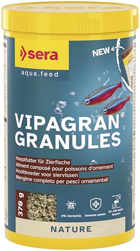 sera Vipagran Granules 1.000 ml (370 g) | Hauptfutter aus Softgranulat 4% Insektenmehl | Gesundes Wachstum & kräftige Entwicklung | Auch für Fische mit kleinem Maul | Ohne Farb- & Konservierungsstoffe von sera